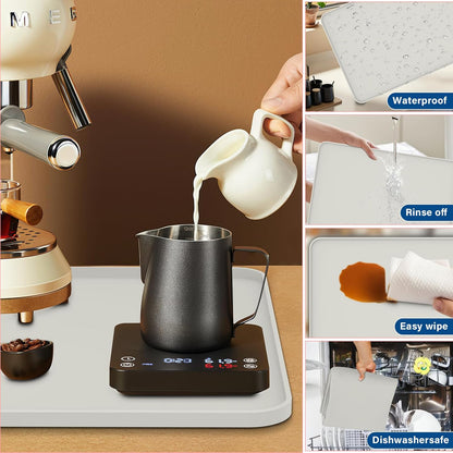 Silicone Coffee Mat - Removable Bar Mat with Concave and Convex Design, Leak-Proof and Non-Slip, Suitable for Use Under the Coffee Machine to Keep the Countertop Clean (White24"x16")