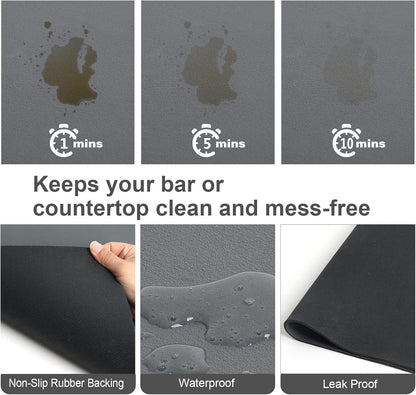 ZLR Coffee Mat - 12" x 20" Middle Kitchen Hide Stain Absorbent Dish Drying Mat for Countertop - Easy to Clean Coffee Bar Mat for Espresso Machine and Spill Protection - Dark Gray