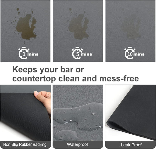 ZLR Coffee Mat - 12" x 20" Middle Kitchen Hide Stain Absorbent Dish Drying Mat for Countertop - Easy to Clean Coffee Bar Mat for Espresso Machine and Spill Protection - Dark Gray