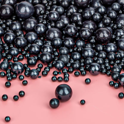 Twisweet Black Pearl Sprinkles for Cake Decorating, Edible Sugar Pearls for Baking, Mix Size, Cake Topper Cupcake Cookie Ice Cream Dessert Decorations, Halloween Birthday Christmas Supplies (130g/4.58oz)