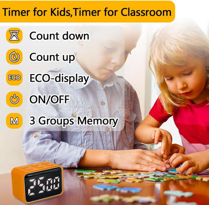 Digital Mini LED Timer, Rechargeable LED Countdown/Up Timer, 3 Pre-Set Memory Time Loud Alarm ON/Off Function, Ideal for Homework, Classroom, Office, Cooking, Kids Students (Blue)