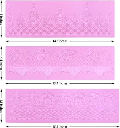 Embossing Lace Fondant Molds - Rose Flower Cake Lace Molds Set of 3