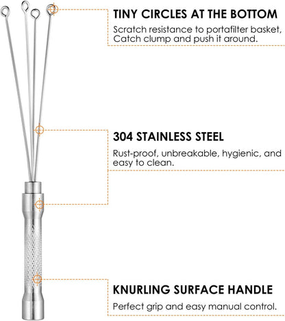 Espresso Coffee Stirrer, MATOW Stainless Steel Mini Whisk for Espresso Stirring Distribution – Professional Coffee Powder Stirring Tool