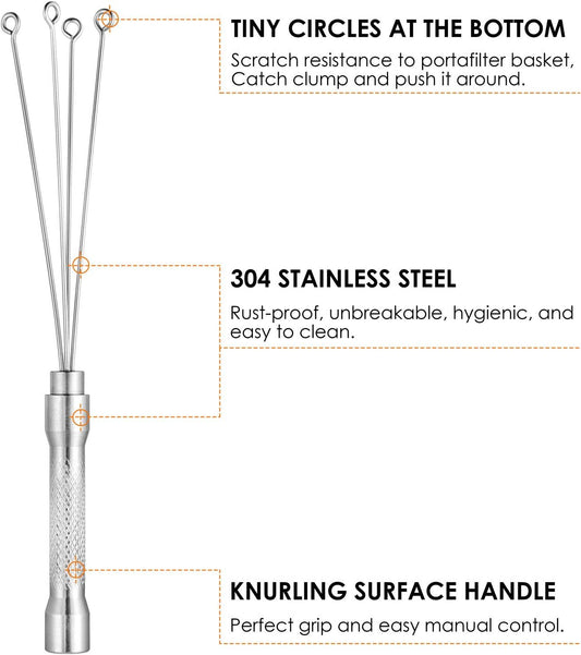 Espresso Coffee Stirrer, MATOW Stainless Steel Mini Whisk for Espresso Stirring Distribution – Professional Coffee Powder Stirring Tool