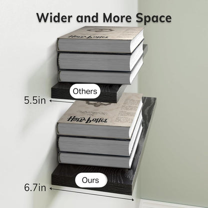 BAYKA Floating Shelves, 22.5 inch Rustic Wood Wall Mounted Shelves for Bathroom, Bedroom, Living Room, Kitchen & Office, Hanging Display Shelf with 22 lbs Capacity, for Decor, Display & Organizer