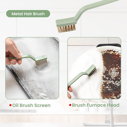 6Pack Kitchen Cleaning Brush Set,Deep Clean Gas Stove Brass Brush, Kitchen Sink Nylon Brushes,Cooktop Scraper,Stiff Bristles Rust Removing and Dust, Scrubber Brush for Range Hood Grease Grime