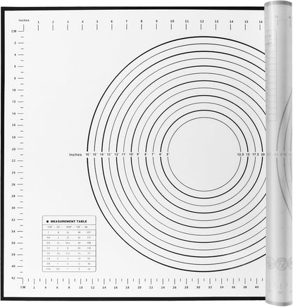 Yansumi Silicone Pastry Mat Extra Large Non-Slip Mat for Rolling Dough Pie Crust and Baking Non-Stick with Measurements (XL, 28"L x 20"W,Black)