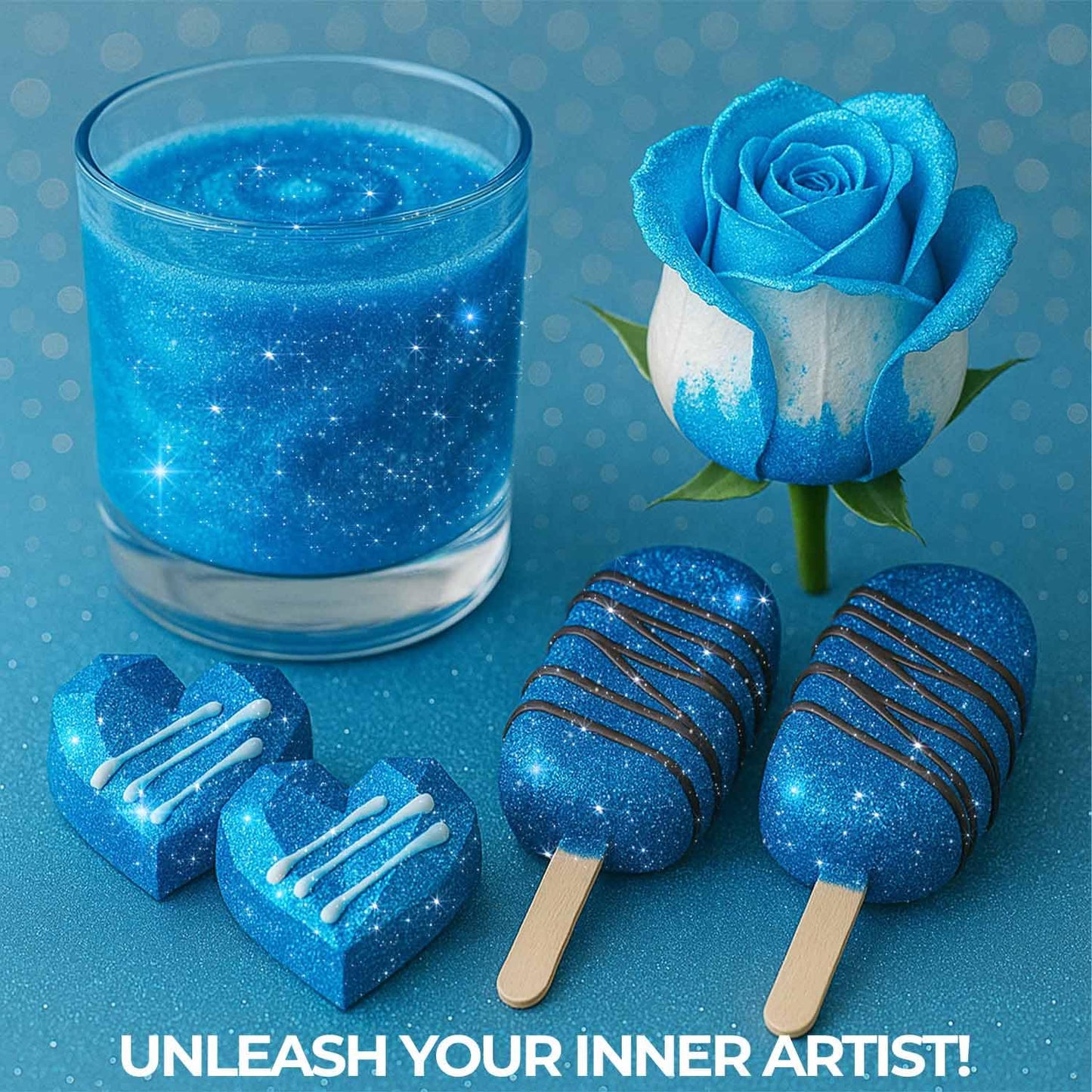 Blue Edible Glitter for Drinks Bulk Edible Glitter for Cakes Drink Brew Glitter, Blue Edible Glitter Cake Decorations Edible Blue Glitter Edible Glitter for Strawberries Cocktail