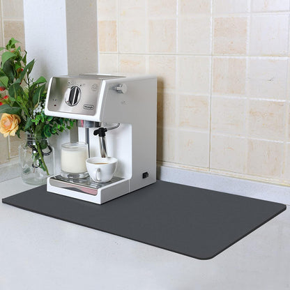 ZLR Coffee Mat - 12" x 20" Middle Kitchen Hide Stain Absorbent Dish Drying Mat for Countertop - Easy to Clean Coffee Bar Mat for Espresso Machine and Spill Protection - Dark Gray