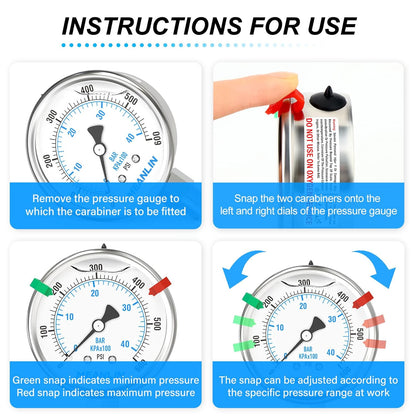 MEANLIN MEASURE 0~600Psi Stainless Steel Liquid Filled Pressure Gauge 2.5" FACE DIAL 1/4" NPT for WOG Water Oil Air Lower Mount with Stainless Steel Hex Bushing and Snaps