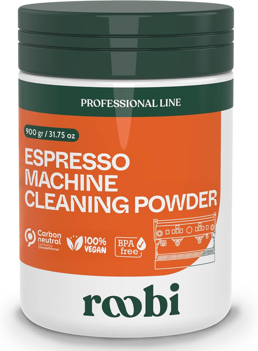 Roobi Professional Espresso Machine Cleaning Powder. Carbon Neutral Espresso Cleaner Powder. Up to 90 uses, 900gr.
