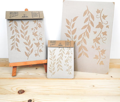 NAKLEO DIY Reusable Plastic Stencil - 15x21cm / 5.8” x 8.3” - Leaves Mini Border - Art Craft Wall Painting Pattern Template Scrapbooking Decoupage - Fabric Furniture Wood