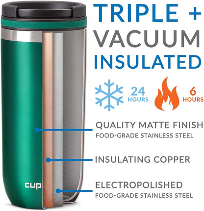 Cupture TWIST-TOP Vacuum-Insulated Stainless Steel Travel Mug, 16 oz, Rose Gold