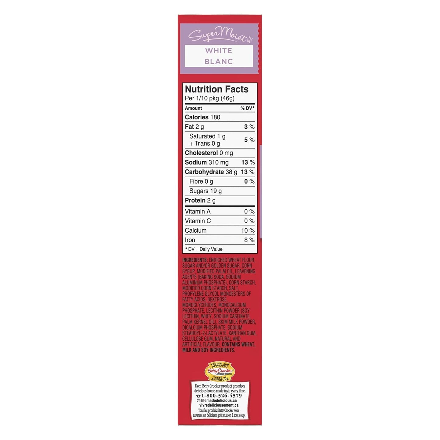 Betty Crocker, SuperMoist White Cake Mix, 461g/16.3oz.