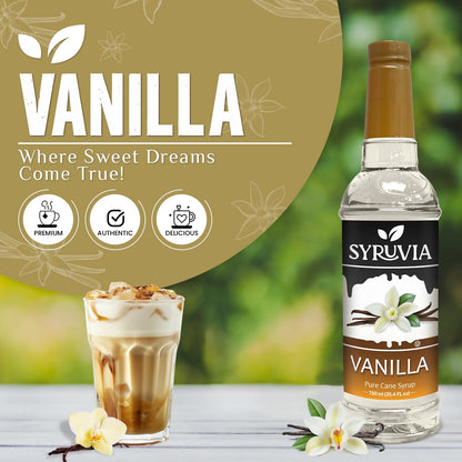 Vanilla Syrup for Coffee By Syruvia 25.4 fl oz Barista Style Coffee Syrup Vanilla Flavor