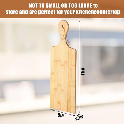Patelai 12 Packs Wooden Cutting Board Set with Handles Large Kitchen Serving Plain Chopping Board Bulk Gifts for Mom for Vegetables Meat Pizza Cheese Fruit Bread(Bamboo,17 x 6 Inch)