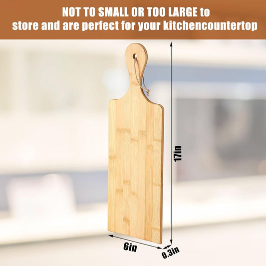 Patelai 12 Packs Wooden Cutting Board Set with Handles Large Kitchen Serving Plain Chopping Board Bulk Gifts for Mom for Vegetables Meat Pizza Cheese Fruit Bread(Bamboo,17 x 6 Inch)