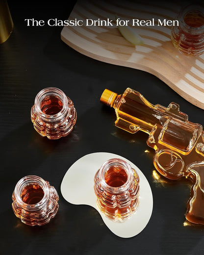 Kollea Grenade Shaped Shot Glass Set, Funny Shot Cups with Heavy Base for Whiskey, Tequila, Vodka, Liquor, 21st Birthday Gifts for Men Dad, Military Men Cave Decor, 3.7 Oz Bartender Accessories, 4 Pcs