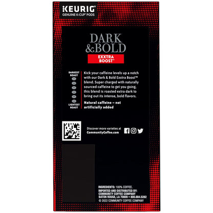 Community Coffee Dark & Bold Exxtra Boost 96 Count Coffee Pods, Compatible with Keurig 2.0 K-Cup Brewers, 24 count (Pack of 4)