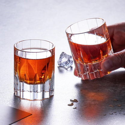 KAMMAK Crystal Whiskey Glasses Set of 2, Handcrafted 2.03oz Old Fashioned Glasses Stemless, Luxury Cocktail Glasses, Hand Blown Scotch Cup for Women, Men Barware Gift for Liquor, Bourbon