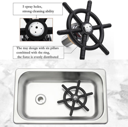 DIBTSA Pitcher Rinser, Automatic Glass Cup Washer, Stainless Steel Coffee Milk Tea Cup Cleaner Sink, for Home Kitchen Hotel Bar Restaurant (10.4x6.4x2.6 Inch)