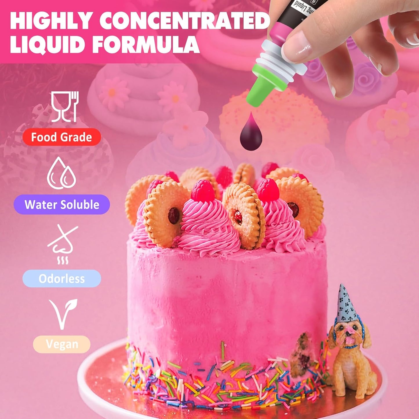 Food Coloring - Vibrant Liquid Icing Food Coloring Set for Baking, Cake Decorating, Easter Egg, Airbrush - Tasteless Food Color Dye for Fondant, Slime, DIY Crafts - 5.5 Fl.oz / 160ml Each (Brown)