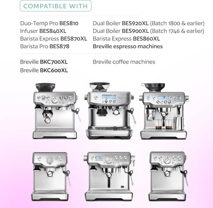 12-Pack Breville BWF100 Water Filters: Activated Charcoal Replacement Filters, Compatible with BES810, BES840XL, BES870XL, BES878, BES920XL, BES900XL Early, BES860XL Early, BKC600XL & BKC700XL