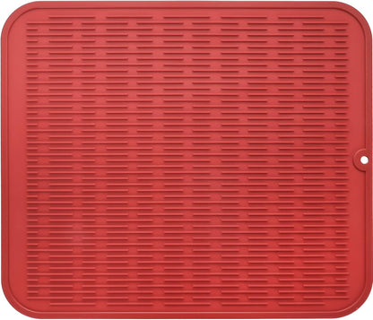 Silicone Dish Drying Mat for Multiple Usage,Easy clean,Eco-friendly,Heat-resistant Silicone Mat for Kitchen Counter or Sink,Refrigerator or Drawer Liner Red 2XL 24 inches x 18 inches