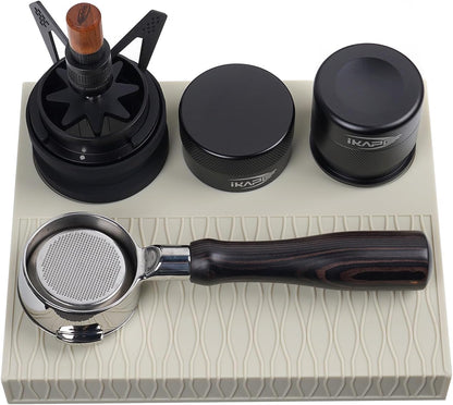 IKAPE Espresso Tamping Mat, Food Grade Silicone Coffee Tamper Mat, Portafilter Tamp Mat Espresso Accessory For Baristas, Waterproof Heat Resistant Tamping Pad Mat for Counter(Cream)