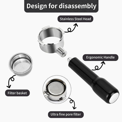 51mm Bottomless Portafilter Compatible for CASABREWS Espresso Machine CM5418, 3700 Series, Mr. Coffee Espresso and Cappuccino Machine, with Stainless Steel Double Shot Capacity Cup Filter Basket