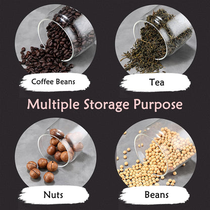LOEZ Coffee Bean Storage Container Airtight, Lid Sealed with Press-Down Vacuum, Borosilicate Glass Coffee Canister for Ground Coffee, Tea, Beans, Spices (2 x Small - Clear)