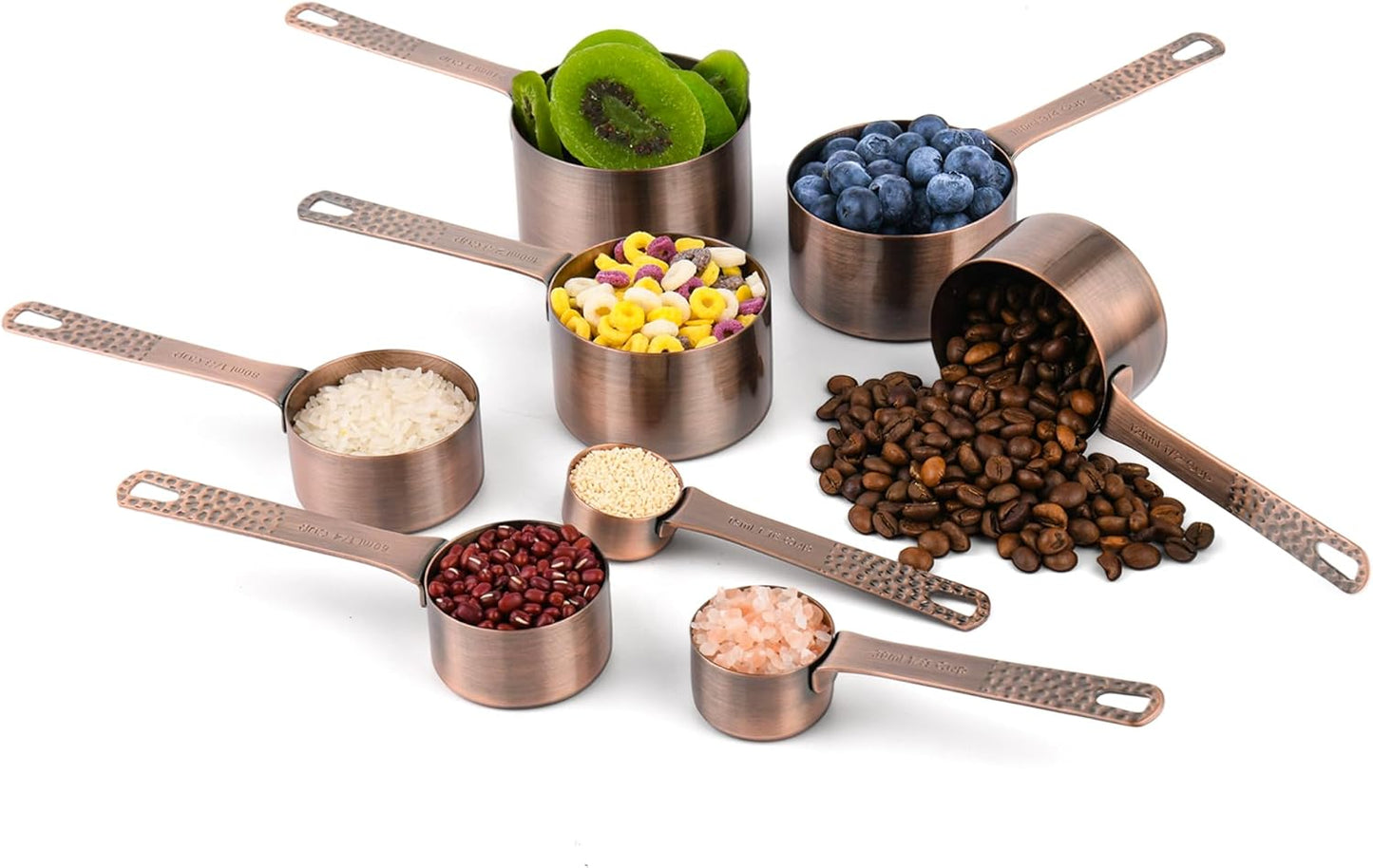 Copper Measuring Cups and Spoons Set 20 for Kitchen & Baking, Metric & US Stainless Steel Measure Cups and Spoons with Leveler for Dry & Liquid