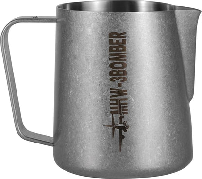 MHW-3BOMBER Milk Frothing Pitcher, 16oz/450ml Milk Frother Cup for Barista, SUS304 Stainless Steel Espresso Steaming Pitchers for Milk/Coffee/Latte Art, P3027SS-OS