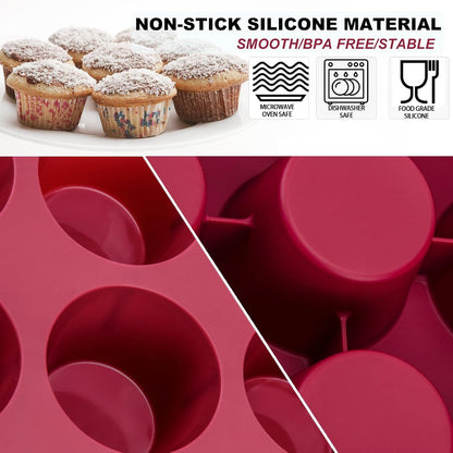 Silicone Muffin Pan 1 Pack, 6-Cavity Chocolate Molds Silicone, Nonstick BPA Free Silicone Baking Molds, Dishwasher & Microwave Safe Muffin Tin, Easy To Use and Clean Candy Molds