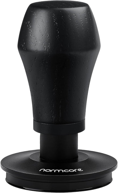 Normcore 58.5mm Espresso Coffee Tamper V4 - Spring Loaded Tamper With Titanium PVD Coating Ripple Base -15lb / 25lb / 30lbs Replacement Springs, Genuine Black Oak Wood Handle