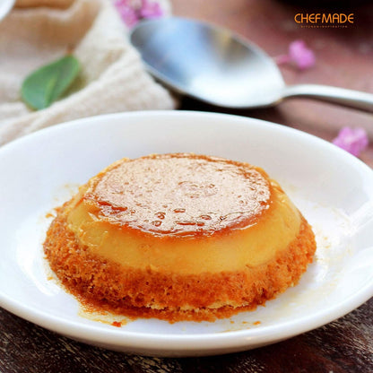 CHEFMADE Mini Pudding Pan Set, 3-Inch 4Pcs Non-Stick Egg Tart Mold Round Mini Cake and Loaf Bakeware for Oven and Instant Pot Baking (Champagne Gold)