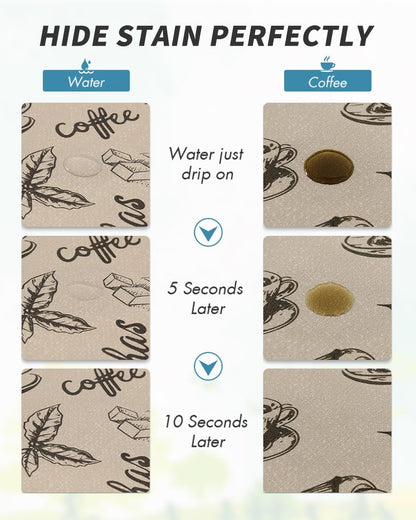 AMOAMI Coffee Mat Hide Stain Rubber Backed Absorbent Dish Drying Mat for Kitchen Counter - Fits Under Coffee Maker & Espresso Machine (12x19, Milk Tea)