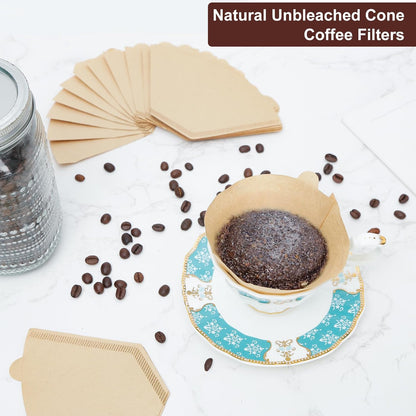Coffee Filters 4 Cone Paper, 200 Count Unbleached-Disposable Pour Over Coffee Filter for Drip Coffee Maker, Coffee Paper Filters 8-12 Cup, Cone Coffee Filters 04