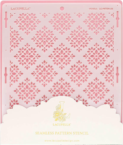 Cake Baking Stencil - Seamless Delicate Pattern for Decorating Tall Double Barrel Cake to Use with Buttercream, Royal Icing, Ganache, Paint, Airbrush (VORRA)