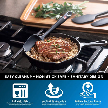 DI ORO Silicone Spoon Spatula - Forever Warranty - 600°F Heat-Resistant Large Silicone Spoonula Scraper - BPA Free Nonstick Cookware Safe Rubber Kitchen Utensil for Baking, Cooking, & Mixing (Stone)