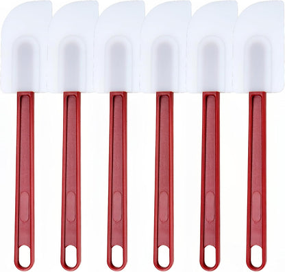 6 Pcs Commerical Rubber Spatula, 9.5-Inch Silicone Rubber Spatula Set High Heat Resistant, Commercial Grade Spatulas, Silicone Jam Scrapers for Baking, Nonstick & BPA-Free