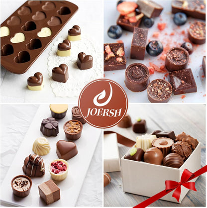 JOERSH 5PCS Silicone Chocolate Molds for Candy, Fat Bombs Snacks & Truffles, 9 Shapes 93 Cavities Candle Soap Wax Melts Mold (Square, Round, Heart, Star, Flower Shapes)