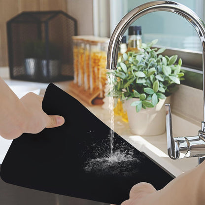 Silicone Mat for Kitchen Counter, Silicone Mat Trimable to Size (Black, 15.7×11.8inch-4pcs), BPA-Free Silicone Placemat, Heat-Resistant NonSlip Table Mat for Air Fryer, Countertop Protector Mat