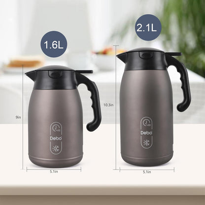 Thermal Coffee Carafe-71oz vacuum Coffee Carafe For Keeping Hot Liquids,Coffee Carafe,Thermal Stainless Steel, Coffee Carafes Press On Lid, Coffee Dispenser.(2.1l) oatmeal