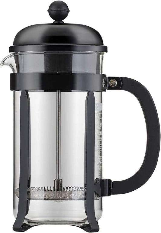 Bodum 34oz Chambord French Press Coffee Maker, High-Heat Borosilicate Glass, Stainless Steel, Black – Made in Portugal