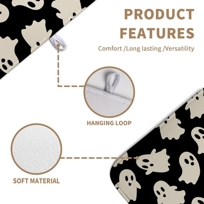 Halloween Ghosts Dish Drying Mat Black and White Large Kitchen Mats Dish Drying Pad Absorbent Dish Dryer Mat for Kitchen Countertops Microfiber Drainer Pad Dish Drying Mats (18x24 in)