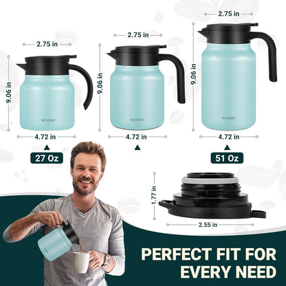 51Oz Thermal Coffee Carafes For Keeping Hot/Cold, Stainless Steel Coffee Carafe, Dustproof Insulated Water Carafe for Party/Home,Blue