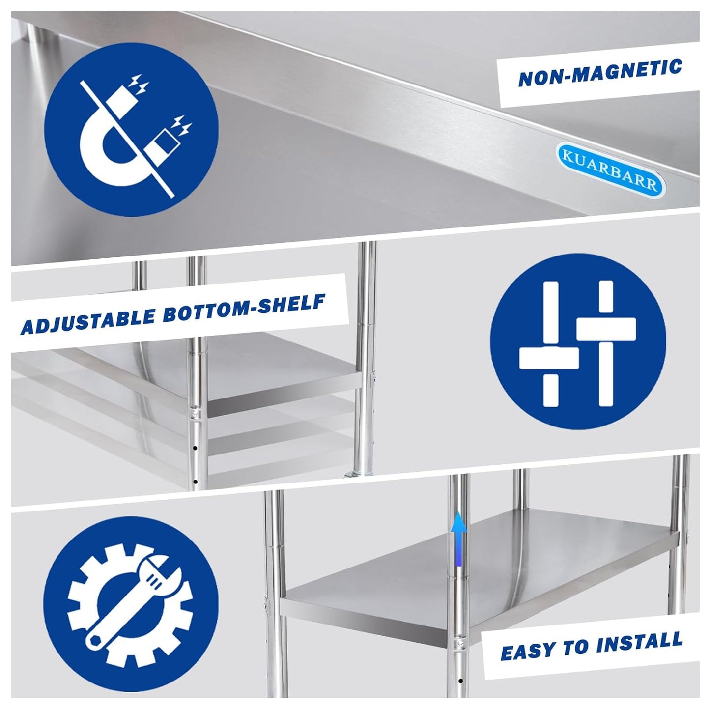 Stainless Steel Table with Wheels 30 x 18 Inch NSF Commercial Stainless Steel Metal Prep Table for Restaurant Kitchen Garage