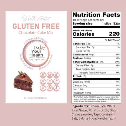 To Your Health Bakery Gluten Free (GF) Chocolate Cake Mix- Organic, Non-GMO, Top 8 Allergen Free