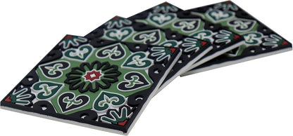 Floers Silicone Coasters Set of 4, Protect Against Water Marks or Damage - Fit All Cups, 3.5" Inch Size, Colored